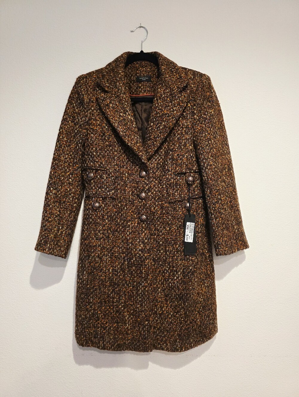 Sonia Fortuna Firenze Overcoat Brown, Cream, Orange Colors Small New
